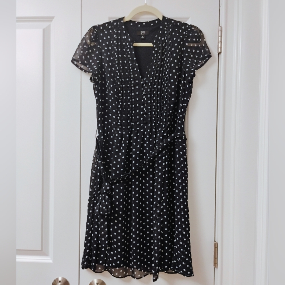 JBS Petite Navy Blue with White Dots Dress - Size 8 Petite - NWOT